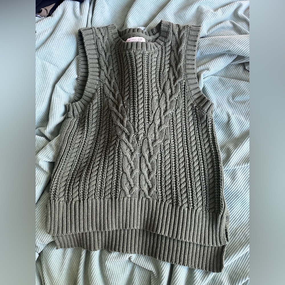 Rachel Zoe Olive Cable Knit Sweater Vest